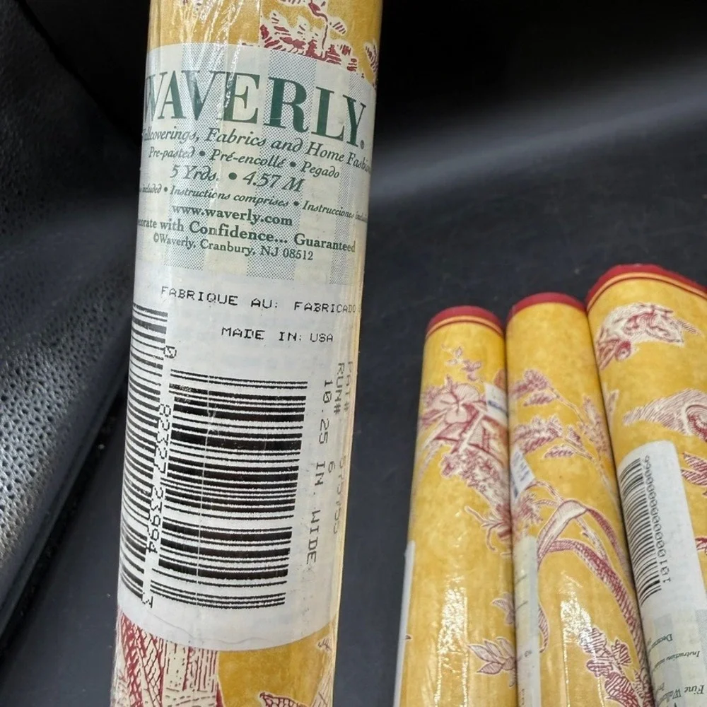 Vintage Waverly Wallpaper Border La Petite Ferme French Toile Yellow Red Country